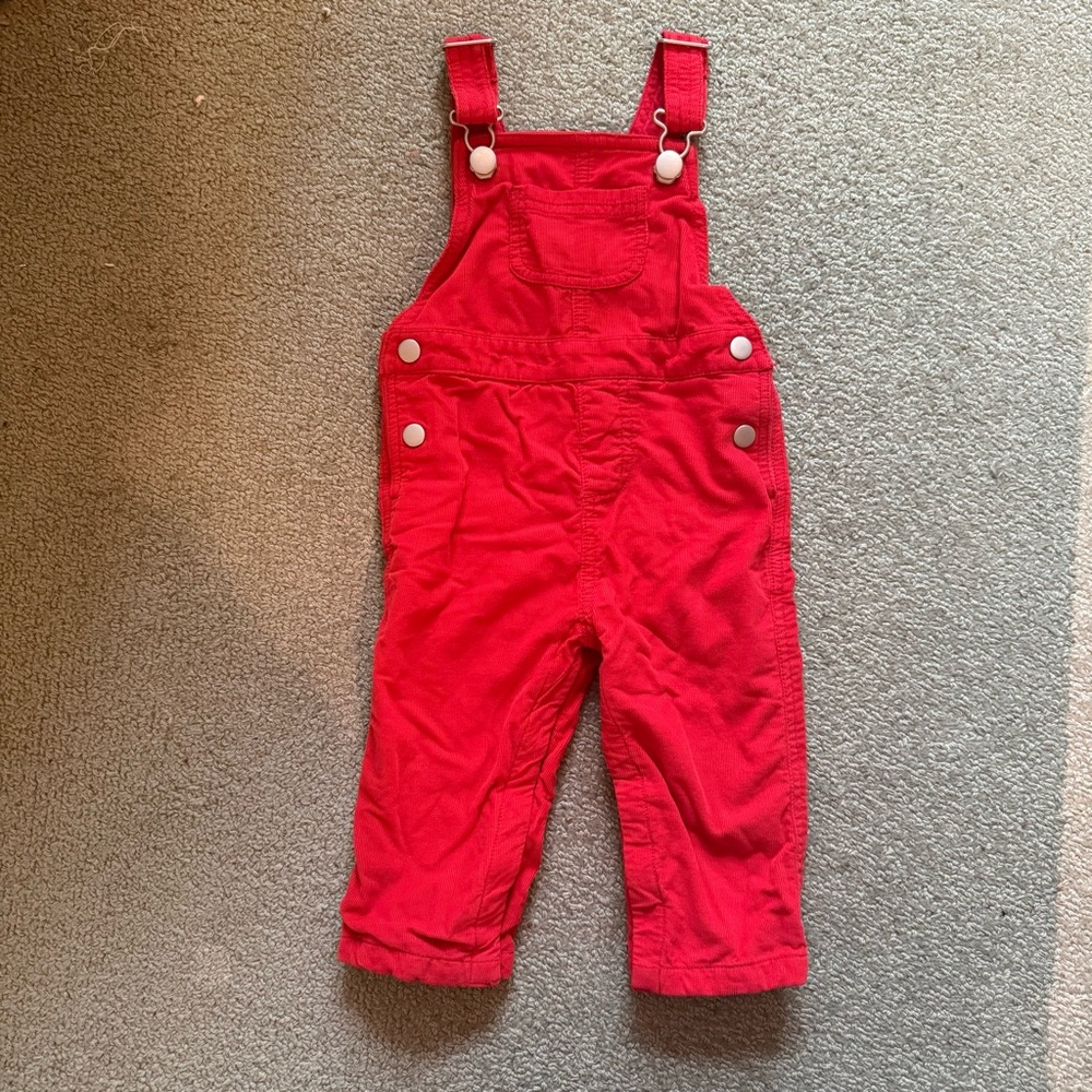 Hanna Andersson Red corduroy Baby Overalls 18m